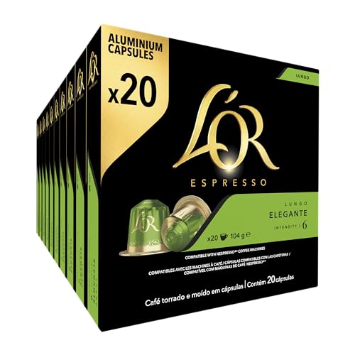 L'OR Espresso Koffiecups Lungo Elegante (200 Lungo Koffie Capsules, Geschikt voor Nespresso Koffiemachines, Intensiteit 06/12, 100% Arabica Koffie), 10 x 20 Cups von L'OR