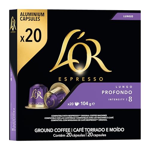 L'OR Lungo Profondo 8, Kaffeekapseln Nespresso®* kompatibel (20 Kaffeepads), intensiv-würzig, Intensität 8/11 von L'OR