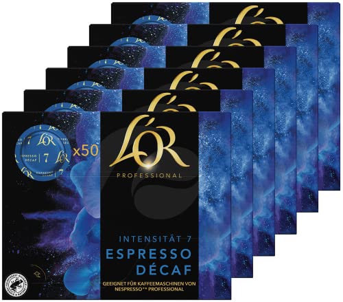 L'OR Suprême Espresso Decaf 7, Kaffeekapseln Nespresso®* Pro kompatibel, entkoffeiniert, Großpackung (6x50 Kaffeepads), Intensität 7/10 von L'OR