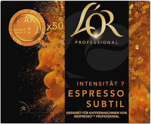 L'OR Suprême Espresso Subtil 7, Kaffeekapseln Nespresso®* Pro kompatibel (50 Kaffeepads), aromatisch, Intensität 7/10 von L'OR