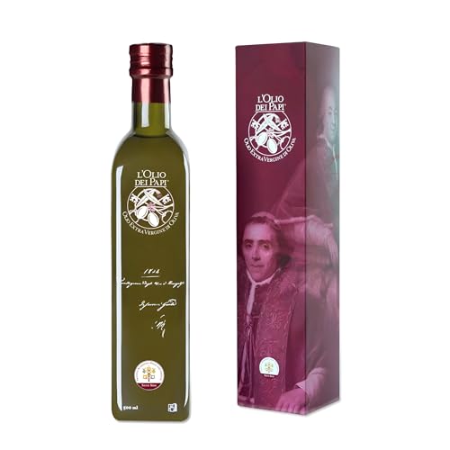 L'Olio dei Papi 100 % natives italienisches Olivenöl, kaltgewonnen aus den Jahrhunderten alten Olivenhainen der alten Länder der der Päste 0,5 (geschenkbox) (1) von L'Olio dei Papi