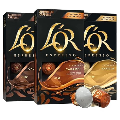 L'OR Espresso Kaffeepads mit Schokoladen-, Vanille- und Karamellgeschmack X 9 (Pack of 9, Total 90 Capsules) von L'Or Espresso