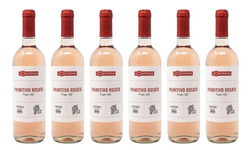 L'Osteria Primitivo Rosato Puglia IGT (6 Fl. a 0,75L.) - Frischer und fruchtiger Roséwein. Alkoholgehalt 12%. Jahrgang 2022. Grundpreis (8,88 € / l) von L'Osteria