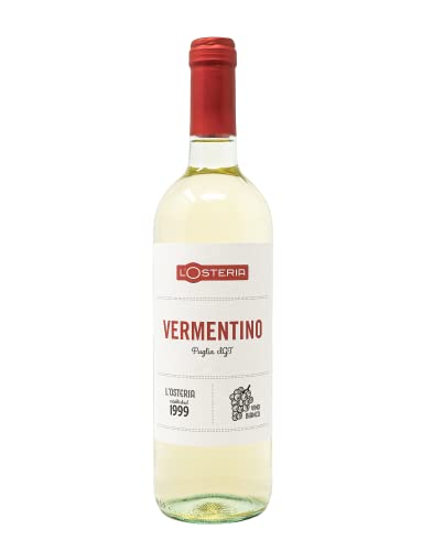 L'Osteria Vermentino Puglia IGT (6 Fl. a 0,75L). Fruchtig - blumiger Weißwein. Alkoholgehalt 12,5%. Jahrgang 2022. Grundpreis (8,88 € / l) von L'Osteria