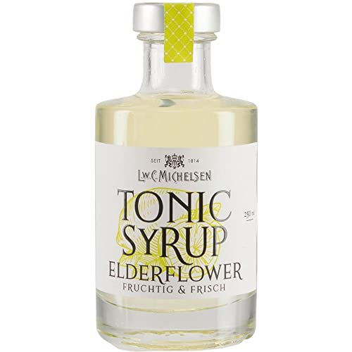 L.W.C. Michelsen - Premium Elderflower Tonic Sirup (0,2 l) | alkoholfrei - Tonic Syrup aus Holunderblüte und einem Hauch Zitrone |Tonic Syrup | Im Verhältnis 1:7 mit Mineralwasser mischen. | Peppt Gin, alkoholfreie Drinks und Cocktails auf. von L.W.C. Michelsen