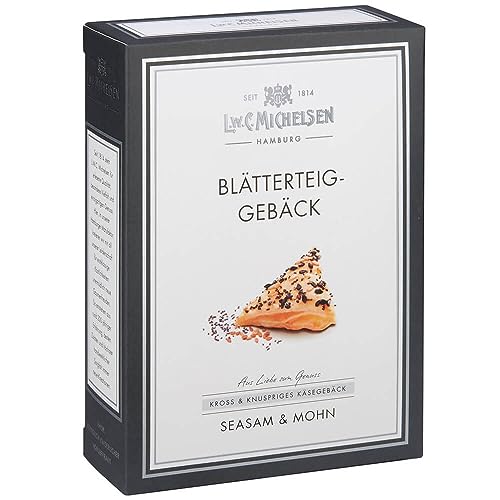 L.W.C. Michelsen - knuspriges Blätterteig-Gebäck (60g) | mit Sesam und Mohn | für Gourmets als besonderer Snack | herzhafter Snack | Für Freunde und Gäste zum Aperitivo von L.W.C. Michelsen