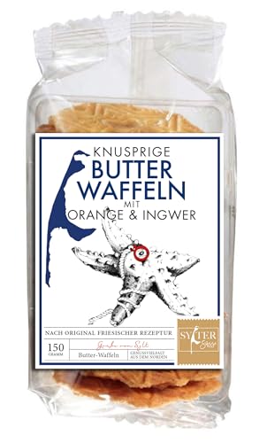 Sylter Süsse - Butterwaffeln mit Ingwer und Orange (150g) | knusprig & fein | im Waffeleisen gebacken - nach traditioneller Rezeptur von L.W.C. Michelsen