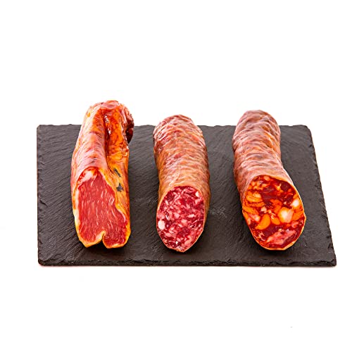 La Finojosa - Auswahl Iberico Wurstwaren im Pack - 3 Einheiten mit Halben Stücken - Gesamtgewicht 1,5 kg - Lomo + Salchichón + Chorizo (alle aus Eichelmast - Schweine in Freilandhaltung von LA FINOJOSA "MANJARES DE PURA RAZA"