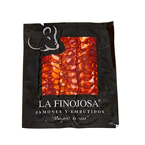 La Finojosa - Chorizo Iberico (Paprikawurst) aus Eichelmast In Scheiben - 3 Packungen je 100 g - Mind. 90 Tage Reifezeit - Iberico Wurstware - Angenehmesl, Intensives Aroma - Dehesa de Los Pedroches von LA FINOJOSA "MANJARES DE PURA RAZA"