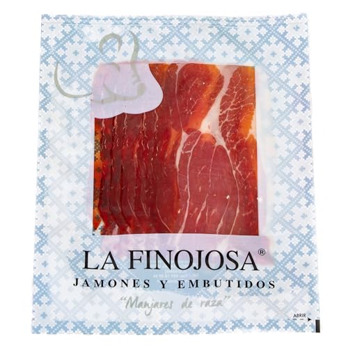 La Finojosa - Serrano Schinken Gran Reserva In Scheiben - 5 Packungen je 100 g - Mindestens 24 Monate Reifezeit - Schinkenkeule Vakuum Verpackt - Angenehmes, Intensives Aroma - Süß, Leicht Salzig von LA FINOJOSA "MANJARES DE PURA RAZA"