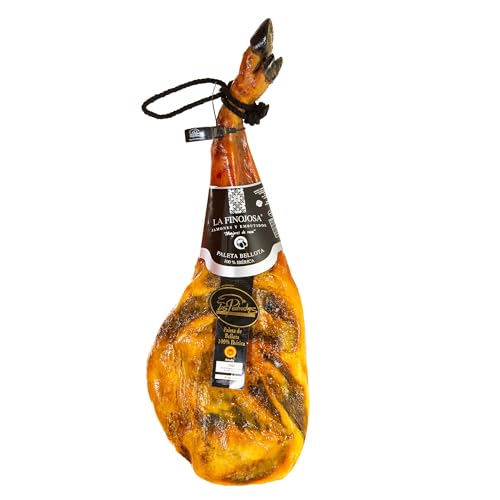 La Finojosa - Vorderschinken aus Eichelmast 100% Iberico - 5 bis 5,5 kg - Mindestens 24 Monate Reifezeit - Schinkenkeule - Ganzes Stück - Intensives und Angenehmes Aroma - Dehesa de Los Pedroches von LA FINOJOSA "MANJARES DE PURA RAZA"