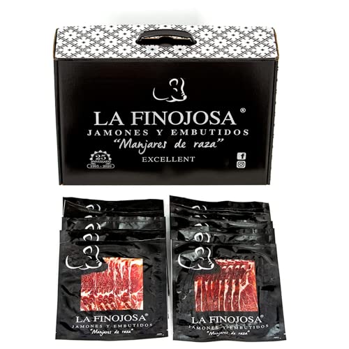 La Finojosa - Vorderschinken aus Weidemast Iberico, 50% Iberische Rasse im Pack und in Schreiben - 2Kg (100gx20) - Mindestens 20 Monate Reifezeit - Iberico Rasse - Angenehmes und Intensives Aroma von LA FINOJOSA "MANJARES DE PURA RAZA"