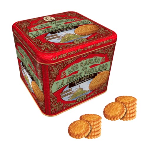 La Mère Poulard® | Reine gesalzene Butterkekse | Dose französische Butterkekse | Butter-Shortbread - 1 x 500 Gr | Geschenkmilch mit Keksen von LA MERE POULARD