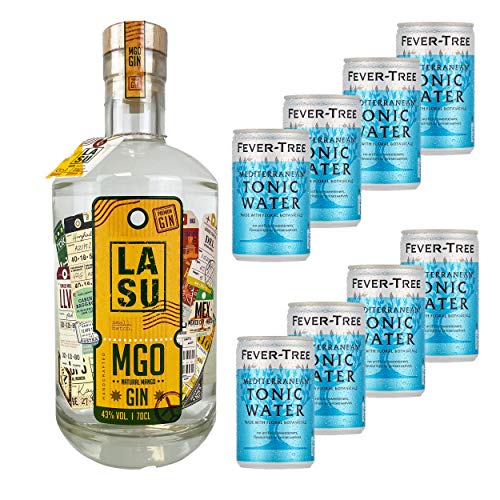 Gin Set - LA SU Premium Mango Gin (1x 0,7l, 43% vol.) & Fever Tree Mediterranean Tonic Water Dosen (8x a´0,15 l) von LA SU GIN