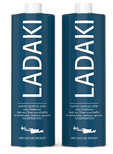 LADAKI Extra Natives Olivenöl 1 L (2x500ml) - Kreta, Griechenland - Kaltextrahiert, 100% Rein, Fruchtig und Mild von LADAKI