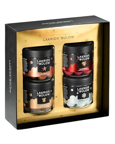 LAKRIDS BY BÜLOW - 500g Geschenkbox - Classic Caramel + Crispy Raspberry + Double Chocolate + Frozen Mint - Dänische Gourmet Lakritze in edler Geschenkbox von LAKRIDS BY BÜLOW