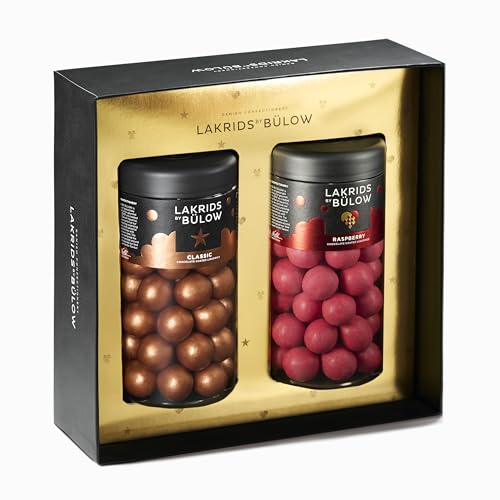 LAKRIDS BY BÜLOW - 590g Geschenkbox - Classic Caramel + Crispy Raspberry - Dänische Gourmet Lakritze in edler Geschenkbox von LAKRIDS BY BÜLOW