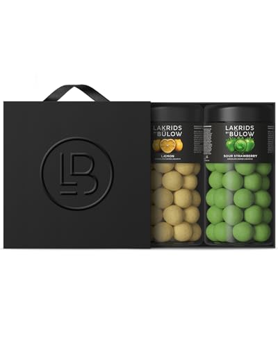 LAKRIDS BY BÜLOW - 590g Geschenkbox - Læmon + Sour Strawberry - Dänische Gourmet Lakritze umhüllt von Schokolade in edler Geschenkbox von LAKRIDS BY BÜLOW