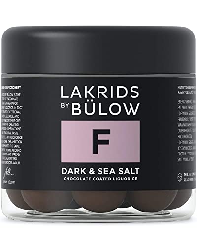 LAKRIDS BY BÜLOW - F - Dark & Sea Salt - 125g - Dänische Gourmet Lakritz-Kugeln - Süßer Lakritzkern umhüllt von Dunkler Schokolade & Meersalzflocken von LAKRIDS BY BÜLOW