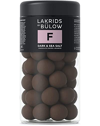 LAKRIDS BY BÜLOW - F - DARK & SEA SALT - 295g - Dänische Gourmet Lakritz-Kugeln - Süßer Lakritzkern umhüllt von Dunkler Schokolade & Meersalzflocken von LAKRIDS BY BÜLOW