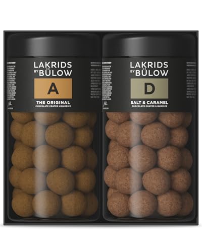 LAKRIDS BY BÜLOW - Geschenkbox - 2x295g - A (The Original) + D (Salt & Caramel) - Gourmet Lakritze umhüllt von Schokolade in hochwertiger Geschenkbox von LAKRIDS BY BÜLOW