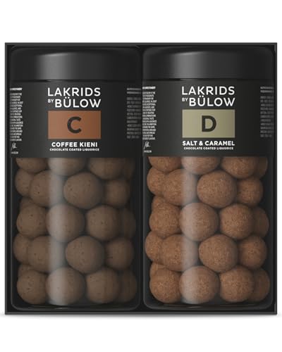 LAKRIDS BY BÜLOW - Geschenkbox - 2x295g - C (Coffee Kieni) + D (Salt & Caramel) - Gourmet Lakritze umhüllt von Schokolade in hochwertiger Geschenkbox von LAKRIDS BY BÜLOW