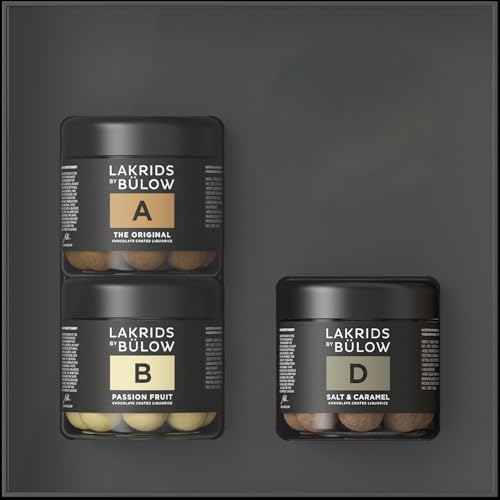 LAKRIDS BY BÜLOW - Geschenkbox - 3x125g - A, B & D - The Original, Passion Fruit, Salt & Caramel - Gourmet Lakritze umhüllt von Schokolade von LAKRIDS BY BÜLOW