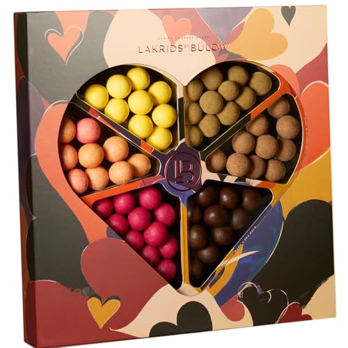 LAKRIDS BY BÜLOW - Love Selection Box - 450g - Pralinen-Geschenk mit Dänischen Gourmet Lakritz-Kugeln in edler Herz-Geschenkbox von LAKRIDS BY BÜLOW