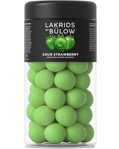 LAKRIDS BY BÜLOW - Sour Strawberry - 295g - Rote Lakritze umhüllt von Weißer Schokolade, sauren grünen Erdbeeren und einer knusprigen Zuckerhülle von LAKRIDS BY BÜLOW