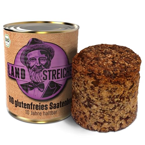 LANDSTREICHER Bio Dosenbrot, Saatenbrot, glutenfrei, 10 Jahre haltbar von LANDSTREICHER