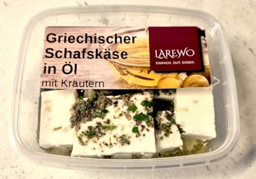 LAREWO Feta in Kräuteröl – Authentischer Griechischer Schafskäse in Öl mit Kräutern, Premium Mediterrane Feinkost für Salate, Antipasti und Snacks. von LAREWO