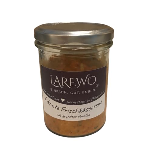 LAREWO Frischkäsecreme mit gegrillter Paprika – Premium Mediterrane Feinkost, cremige Käsezubereitung mit Paprika, ideal für Salate, Antipasti und Snacks. von LAREWO