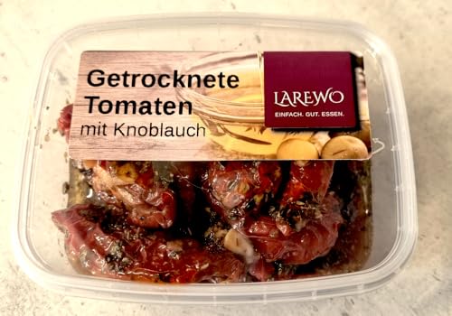 LAREWO Getrocknete Tomaten mit Knoblauch – Premium Mediterrane Feinkost, intensiver Geschmack, perfekt für Salate, Antipasti und Snacks. von LAREWO