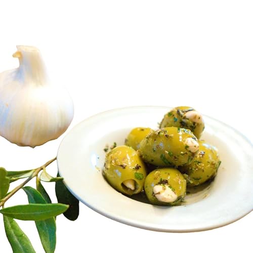 LAREWO Grüne Oliven gefüllt mit Mandeln und Knoblauch – Premium Mediterrane Feinkost, aromatisch und nussig, ideal für Salate, Antipasti und Snacks. von LAREWO