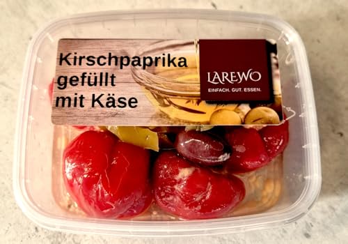 LAREWO Kirschpaprika gefüllt mit Käse – Premium Mediterrane Feinkost, zart und würzig, ideal für Salate, Antipasti und Snacks. von So schmeckt Hohenlohe mit LAREWO