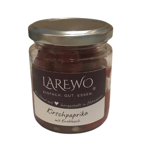 LAREWO Kirschpaprika mit Knoblauch – Premium Mediterrane Feinkost für Genießer, ideal für Salate, Antipasti und Snacks, perfekt zubereitet. von LAREWO