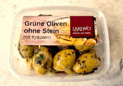 LAREWO Mediterrane Premium-Oliven mit Kräutern – Feinste Oliven aus Griechenland, von Hand verarbeitet von LAREWO