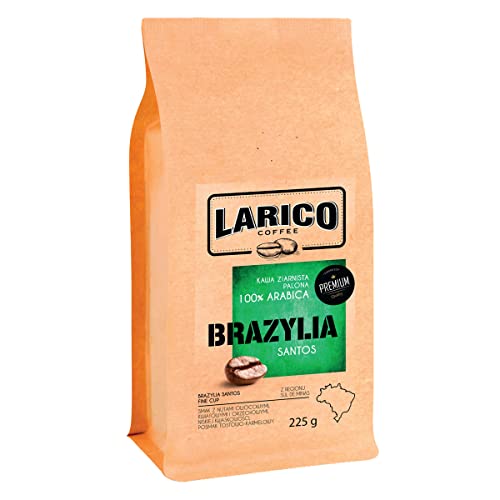 LARICO COFFEE Premium Kaffeebohnen Brasilien Santos 225g / Höchste-Handwerkskunst/Handwerklich/Ganze Roast Bohnenkaffee Espressobohnen/Geschmack mit Fruchtigen Blumigen und Nussigen Noten von LARICO COFFEE