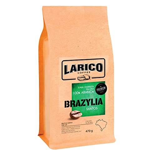 LARICO COFFEE Premium Kaffeebohnen Brasilien Santos 470g / Höchste-Handwerkskunst/Handwerklich/Ganze Roast Bohnenkaffee Espressobohnen/Geschmack mit Fruchtigen Blumigen und Nussigen Noten von LARICO COFFEE