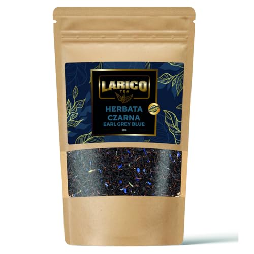 LARICO Premium Earl Grey Schwarzer Tee lose Blätter 50g / mit Bergamotte Aroma und Kornblumenblütenblätter Blau/Kornblumen/Loser Blätter Schwarztee von LARICO COFFEE