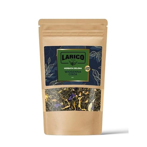 LARICO Premium Grüner Tee lose Blätter - Frühlingsstille 50g / mit Fruchtstücken, Malvenblütenblättern, Ringelblumen- und Sonnenblumenkernen/Grüntee von LARICO COFFEE