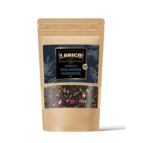 LARICO Premium Sencha Grüner Schwarzer Tee lose Blätter 50g - Chinesischer Sencha/Himbeertraum/mit der Zugabe von roten Rosenblüten, Ringelblumenblüten und Himbeerstücken von LARICO COFFEE