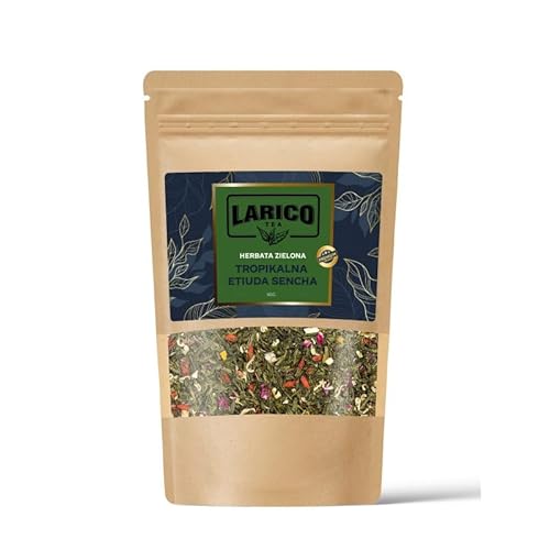 LARICO Premium Sencha Grüner Tee lose Blätter - Tropical Etude 50g / mit der Zugabe von roten Rosenblüten, Ringelblumenblüten und Himbeerstücken von LARICO COFFEE