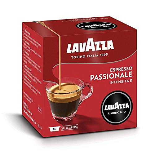 Lavazza, A Modo Mio Passionale, 256 Kaffeekapseln, für einen Espresso mit Noten von Karamell und Schokolade, 100% Arabica, Intensität 11/13, dunkle Röstung, 16 Packungen x 16 Kapseln von Lavazza