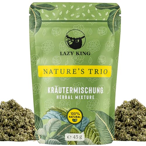 Kräutermischung NATURE’S TRIO - 45 g - Natürliche Kräuter - Eibisch, Himbeerblätter & Brombeer - Feiner Kräutertee - Herbal-Mix von LAZY KING