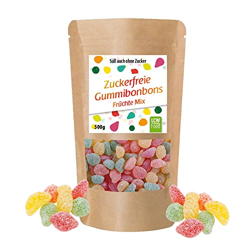 Zuckerfreie Gummibonbons Früchtemix von LCW | 500g Beutel | zuckerfrei, 0g Zucker | fettfrei | Fruchtgummi/Gummibärchen ohne Zucker mit Süßungsmittel Maltit von LCW