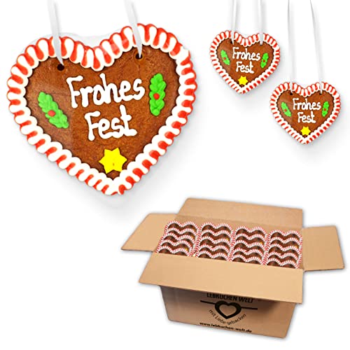 LEBKUCHEN WELT Lebkuchenherzen 10 Stück Frohes Fest Sprüche 12cm - Original Oktoberfestlebkuchenherzen & Weihnachts Lebkuchen Herzen frisch und günstig kaufen von Lebkuchenwelt