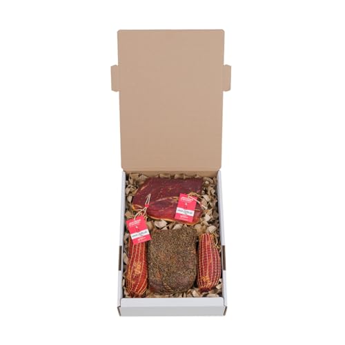 Leffis Schinkenpaket MAXI | Roher Schinken am Stück aus Nordhessen | Wurstkorb Geschenkbox Rohschinken luftgetrocknet geräuchert Geschenkkorb Männer von LEFFIS