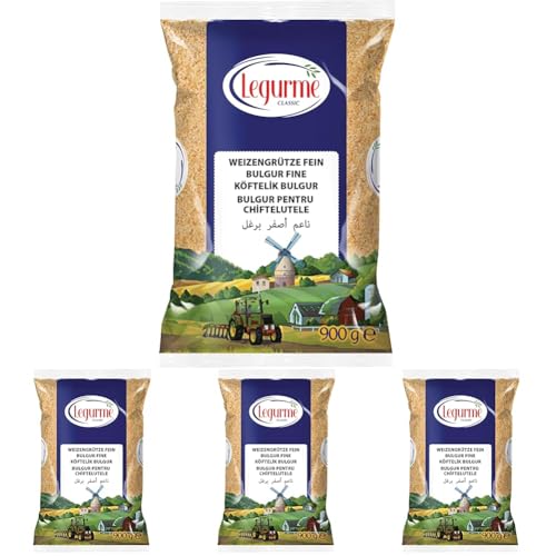 LEGURME Bulgur, fein, Weizengrütze, (Bulgur Köftelik) - 1 x 900 g (Packung mit 4) von LEGURME