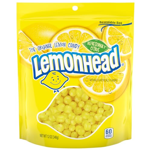 Lemonhead Hard Lemon Candy, erfrischende Zitrusfrüchte, wiederverschließbarer Beutel, 340 ml von LEMONHEAD